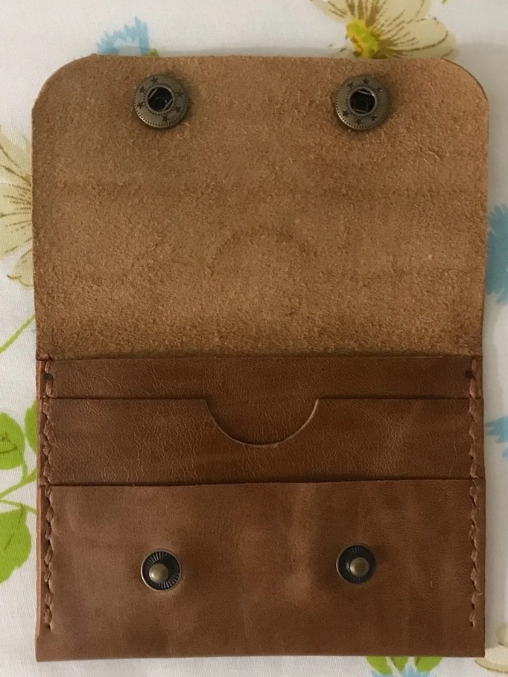 Handmade Genuine Brown Leather Snap Wallet